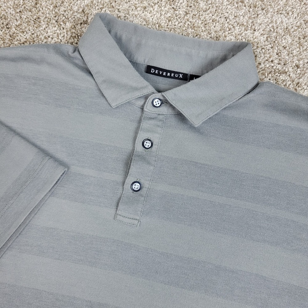 Devereux Mens Large Solid Gray Performance Stretch Golf Polo Short Sleeve